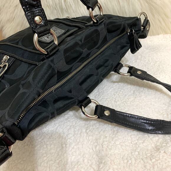 COACH POPPY DAISY Black Signature Sateen Canvas Drawstring SPOTLIGHT Tote F20101 - Picture 10 of 16